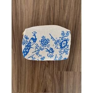 KLM x Rituals Blue Toile Peacock Zip Pouch – Travel Cosmetic Bag / Amenity Kit